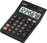 CASIO Tischrechner MS-8B, 8-stellig, Steuerberechnung, Währungsumrechnung, Vorzeichenwechsel, Solar-/Batteriebetrieb