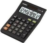 CASIO Tischrechner MS-20B, 12-stellig, Steuerberechnung, Währungsumrechnung, Vorzeichenwechsel, Solar-/Batteriebetrieb