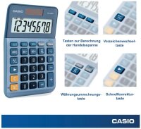 CASIO Tischrechner MS-88EM, 8-stellig, Währungsumrechnung, Cost / Sell / Margin, Aluminiumfront, Solar-/Batteriebetrieb