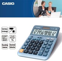 CASIO Tischrechner DF-120EM, 12-stellig, Cost / Sell / Margin, Gesamtsummen-Speicher, Solar-/Batteriebetrieb