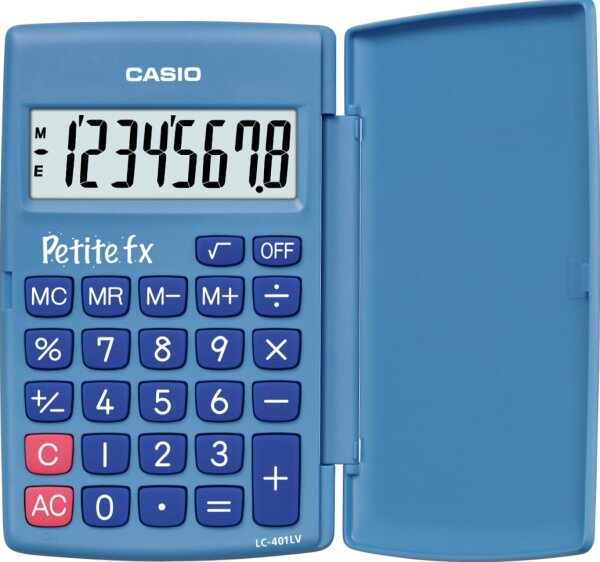 Casio LC-401LV-BU, 8-stellig, Wissenschaftlicher Taschenrechner, LCD-Anzeige, Wurzelberechnungen, Batteriebetrieb