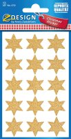 AVERY Zweckform Art. 4112 Aufkleber Weihnachten 30 goldene Sterne (glitzernde Weihnachtssticker aus Papier, selbstklebende Weihnachtdeko für Karten, Geschenke, DIY) 2 Bogen mit je 15 Sternstickern