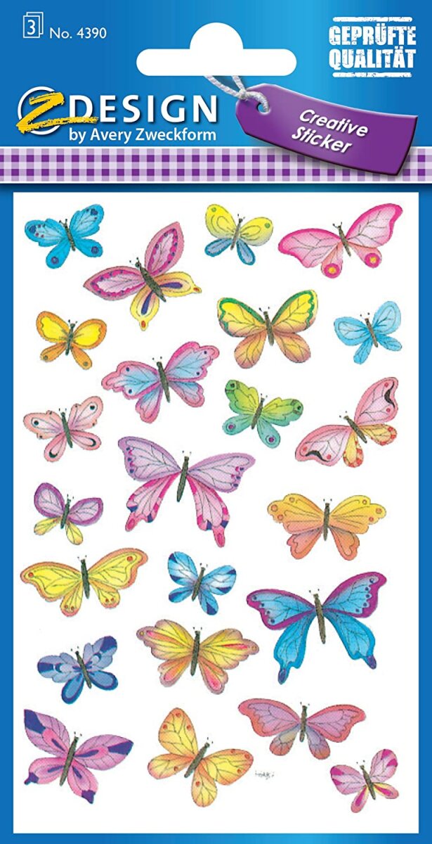 AVERY Zweckform 4390 Papier-Sticker Schmetterlinge 69 Aufkleber