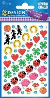 AVERY Zweckform 4413 Papier Sticker Glücksbringer 102 Aufkleber (für Jungen, Mädchen und Erwachsene, Gastgeschenk, Kindergeburtstag, Mitgebsel, Schatzsuche, zum Spielen, Sammeln, Basteln, Verschenken)