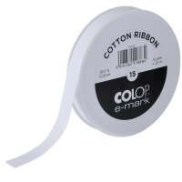 COLOP e-mark Baumwollband weiß Geschenkband 15 mm x 25 m zur Bedruckung mit dem e-mark