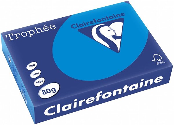 Clairefontaine Trophee Color 1781C Karibikblau  80g/m² DIN-A4 - 500 Blatt
