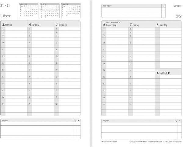 Chronoplan 50462 Buchkalender Kalendarium 2022, im A5 Format (135x210mm) mit Softcover, Wochenplaner (1 Woche auf 2 Seiten, mit Stiftschlaufe, Einmerkband, Gummiverschluss), Lattice, Deep Ocean Blue