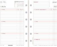 Chronoplan 50612 Kalendereinlage 2022, Wochenplan im Mini Format (79x125mm), Tage in Zeilen, Ersatzkalendarium, ideal für detaillierte Wochenplanung, Universallochung (1 Woche auf 2 Seiten), weiß