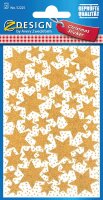 AVERY Zweckform 52225 Aufkleber Weihnachten 86 goldene Sterne (glitzernde Weihnachtssticker aus Papier, selbstklebende Weihnachtsdeko für Karten, Geschenke, DIY) 2 Bogen mit je 43 Sternstickern