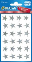 AVERY Zweckform 52256 Aufkleber Weihnachten 24 silberne Sterne (Weihnachtssticker aus Effektfolie, selbstklebende Weihnachtsdeko für Karten, Geschenke, DIY) 1 Bogen mit 24 Sternstickern