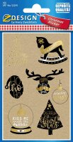 AVERY Zweckform 52291 Aufkleber Weihnachten 7 Wünsche X-Mas schwarz/gold (Weihnachtssticker aus Recycle-Papier, selbstklebende Weihnachtdeko für Karten, Geschenke, DIY) 1 Bogen mit 7 Stickern