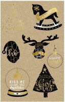 AVERY Zweckform 52291 Aufkleber Weihnachten 7 Wünsche X-Mas schwarz/gold (Weihnachtssticker aus Recycle-Papier, selbstklebende Weihnachtdeko für Karten, Geschenke, DIY) 1 Bogen mit 7 Stickern