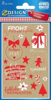 AVERY Zweckform 52292 Aufkleber Weihnachten 22 Wünsche X-Mas rot/weiß (Weihnachtssticker aus Recycle-Papier, selbstklebende Weihnachtdeko für Karten, Geschenke, DIY) 2 Bogen mit je 11 Stickern