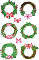 AVERY Zweckform 52295 Aufkleber Weihnachten 12 Kränze mit Schleifen (Weihnachtssticker aus Leinenpapier, selbstklebende Weihnachstdeko für Beschriftung, Geschenke, DIY) 2 Bogen mit je 8 Stickern
