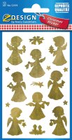 AVERY Zweckform 52393 Aufkleber Weihnachten 16 goldene Engel mit 16 Details (Weihnachtssticker mit Goldeffekt, selbstklebende Weihnachtsdeko für Karten, Geschenke, DIY) 2 Bogen mit je 16 Stickern