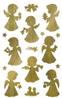 AVERY Zweckform 52393 Aufkleber Weihnachten 16 goldene Engel mit 16 Details (Weihnachtssticker mit Goldeffekt, selbstklebende Weihnachtsdeko für Karten, Geschenke, DIY) 2 Bogen mit je 16 Stickern