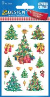 AVERY Zweckform 52401 Aufkleber Weihnachten 24 Weihnachtsbäume mit Details (Weihnachtssticker aus Papier, selbstklebende Weihnachtsdeko für Karten, Geschenke, DIY) 3 Bogen mit je 10 Stickern