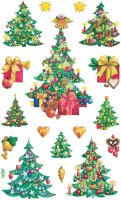 AVERY Zweckform 52401 Aufkleber Weihnachten 24 Weihnachtsbäume mit Details (Weihnachtssticker aus Papier, selbstklebende Weihnachtsdeko für Karten, Geschenke, DIY) 3 Bogen mit je 10 Stickern
