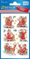AVERY Zweckform 52402 Aufkleber Weihnachten 12 Weihnachtsmänner (glitzernde Weihnachtssticker aus Papier, selbstklebende Weihnachtsdeko für Karten, Geschenke, DIY) 2 Bogen mit je 6 Stickern