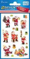 AVERY Zweckform 52624 Aufkleber Weihnachten 16 Weihnachtsmänner (glitzernde Weihnachtssticker aus Papier, selbstklebende Weihnachstdeko für Karten, Geschenke, DIY) 2 Bogen mit je 8 Stickern