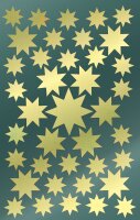 AVERY Zweckform 52804 Aufkleber Weihnachten 78 goldene Sterne (Weihnachtssticker aus Glanzpapier, selbstklebende Weihnachtsdeko für Karten, Geschenke, DIY) 2 Bogen mit je 39 Sternstickern