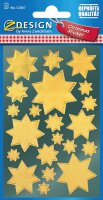 AVERY Zweckform 52807 Aufkleber Weihnachten 42 goldene Sterne (Weihnachtssticker aus Glanzpapier, selbstklebende Weihnachtdeko für Karten, Geschenke, DIY) 2 Bogen mit je 21 Sternstickern