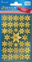 AVERY Zweckform 52809 Aufkleber Weihnachten 66 goldene Sterne (Weihnachtssticker für Adventskalender, Glanzfolie, selbstklebende Weihnachtsdeko mit Zahlen von 1-24, Adventskalenderzahlen, DIY)