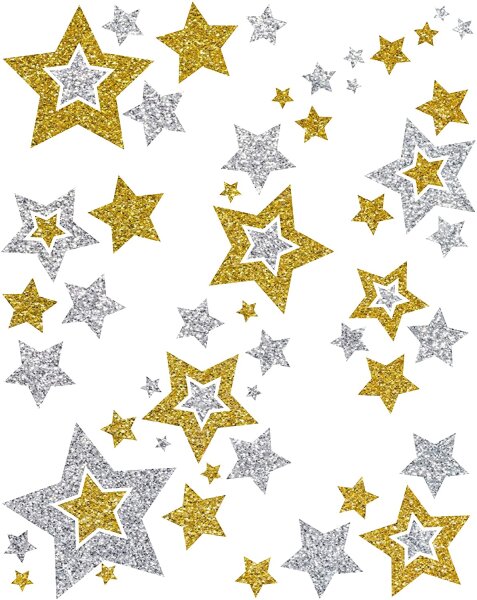 Selbstklebende Glitzer-Sterne, Stern-Aufkleber, zum Selbermachen und  kreativen Gestalten von Karten, Weihnachten, 6 Stück silber