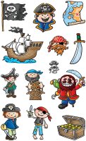 AVERY Zweckform 53197 Kinder Papier-Sticker Piraten 39 Aufkleber (für Jungen, Mitgebsel, Gastgeschenk, Piraten Kindergeburtstag, Schatzsuche, Belohnung, zum Spielen, Sammeln, Basteln, Verschenken)