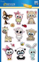 AVERY Zweckform 53252 Kinder Sticker 13 Aufkleber (extra groß, Tierbabies, mit Glitter, für Kinder zum Aufkleben, Kindergeburtstag, Mitgebsel, Gastgeschenke, Spiele, Schatzsuche)