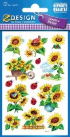 AVERY Zweckform 54171 Deko (Sonnenblumen Papiermaterial mit Glitzer) 2 Bögen, 28 Sticker