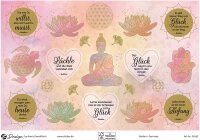 AVERY Zweckform 54562 Dekosticker 42 Aufkleber Buddha Lebensblume (Etiketten auf A5 Bogen, Klebeetiketten für Geschenke und Karten, Sprüche und Weisheiten, mit Goldeffekt)