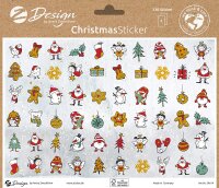 AVERY Zweckform 54614 Weihnachtsaufkleber 120 Stück Sterne Weihnachtsmann Lebkuchen (Weihnachtssticker auf A5 Bogen mit Goldprägung, Papier selbstklebend, Deko Weihnachten, Sterne gold)