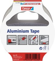 tesa Aluminiumband, selbstklebend, 10m x 50mm, Silber (3 Rollen)