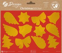 AVERY Zweckform 54618 Weihnachtsaufkleber 24 Stück Goldsterne Flügel Tannenbaum (Weihnachtssticker auf A5 Bogen, Goldpapier selbstklebend, Deko Weihnachten, Weihnachtspost, Sterne gold)