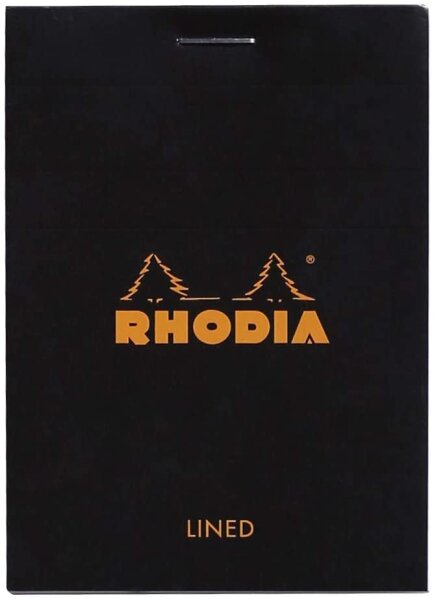 Rhodia 116009C Notizblock (DIN A7, 7,4 x 10,5 cm, geheftet, liniert, 80 Blatt) 1 Stück schwarz