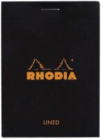 Rhodia 116009C Notizblock (DIN A7, 7,4 x 10,5 cm, geheftet, liniert, 80 Blatt) 5 Stück schwarz