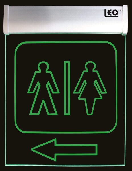 LEO Leuchtschrift-Display Acryl "WC" Hinweistafel 280 x 210 x 20 mm