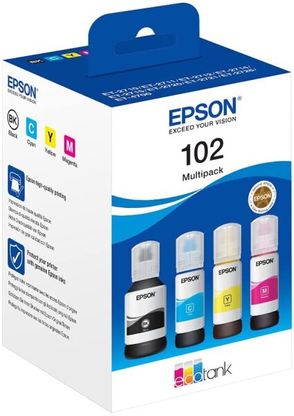 Epson C13T03R640 Tinte (4) Cyan, Magenta, gelb, schwarz 337 ml 25.500 Seiten Flasche EcoTank 102, Standard