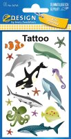 AVERY Zweckform 56765 Meerestiere 16 Tattoos Kinder (Temporäre Tattoos, wasserfeste Kindertattoos, hautfreundliche Klebetattoos, Aufkleber für Jungen Mädchen Mitgebsel Kindergeburtstag Party)
