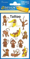 AVERY Zweckform 56766 Affen 12 Tattoos Kinder (Temporäre Tattoos, wasserfeste Kindertattoos, hautfreundliche Klebetattoos, Aufkleber für Jungen Mädchen Mitgebsel Kindergeburtstag Party)
