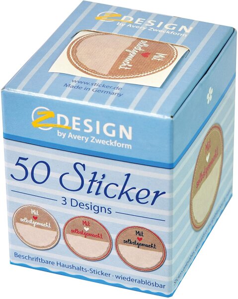 AVERY Zweckform 56818 Marmelade Sticker auf Rolle 50 Stück (Etiketten, Aufkleber für Selbstgemachtes, ablösbare selbstklebende Papiersticker 38 mm im Spender, beschriftbar, Geschenk, Einmachetiketten)