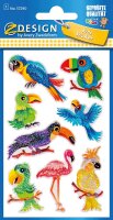 AVERY Zweckform 57290 Glitter Sticker Vögel 8 Aufkleber (selbstklebende farbenfrohe Kindersticker zum Spielen, Basteln, Sammeln, für Freundschaftsbücher und Poesiealben)