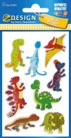 AVERY Zweckform 57293 Glitter Sticker Dinosaurier 8 Aufkleber (selbstklebende farbenfrohen Kindersticker zum Spielen, Basteln, Sammeln, für Freundschaftsbücher und Poesiealben)