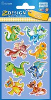 AVERY Zweckform 57298 Glossy Sticker 8 Stück (Dinosaurier Aufkleber im 3D Effekt, Kindersticker zum Spielen, Basteln Sammeln)