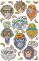 AVERY Zweckform 57307 Puffy Sticker Affen 23 Aufkleber (selbstklebende Kindersticker zum Spielen, Basteln und Sammeln, für Stickeralben, Bulletjournal und Scrapbooking)