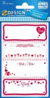 AVERY Zweckform 59953 Haushaltsetiketten selbstklebend 8 Aufkleber Herzen (Marmeladenetiketten zum Beschriften von Selbstgemachten, wiederablösbar) rot rosa weiß