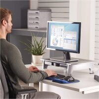 Fellowes Monitorständer Office Suites, höhenverstellbar zwischen 107 und 159 mm, ergonomisch, für Monitore bis 28 Zoll (71,12 cm) bzw. 36 kg, FIRA zertifiziert