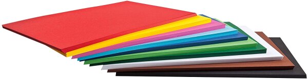 Folia 125 Bogen Tonkarton Bunt, DIN A2, 160g/m², 10 Verschiedene Farben