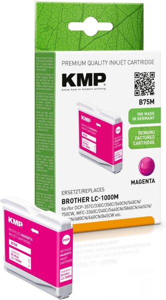 KMP B75M magenta Tintenpatrone ersetzt Brother LC-1000M, LC-51M